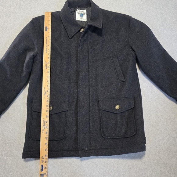 Geo Collection‎ Mens Charcoal Wool Blend Coat L Heavy Winter Professional Classy - Picture 6 of 16